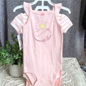 (18m)Carters 3 Pc.Set Baby Girls Onesie, Pants, Sleeveless Romper